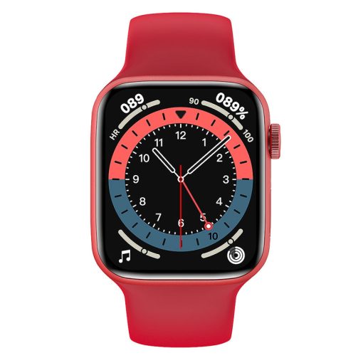 IWO | FK98 Smartwatch | Silicone Strap | 44mm | Heart Rate Monitor | Body Temperature Monitor | Bluetooth call | RED | Smart Watch