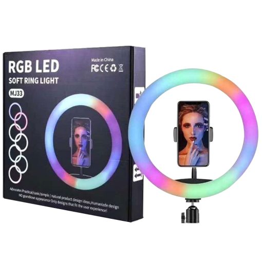 MJ33 RGB LED | Soft Ring Light 26CM | With Phone Holder | Ring Light